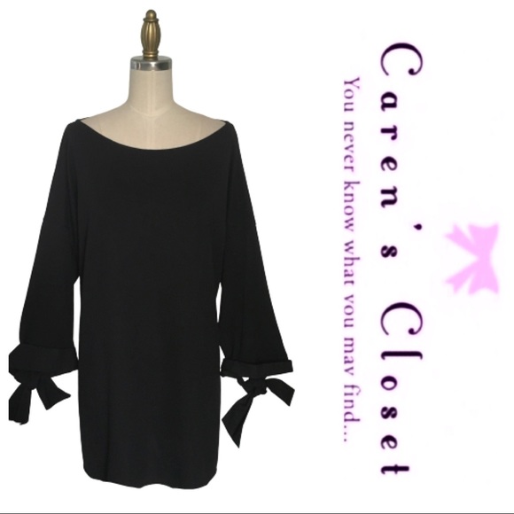 NWOT Layfayette 148 Black Catriona Bow Sleeve Top - Picture 4 of 8